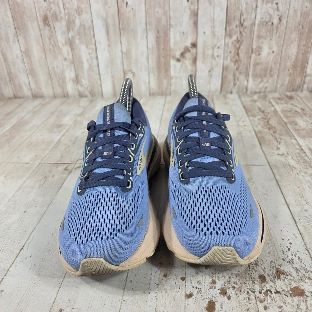 Brooks Adrenaline GTS 23 Womens Blue Tan Running Shoes 1203811B465 Size 7 B